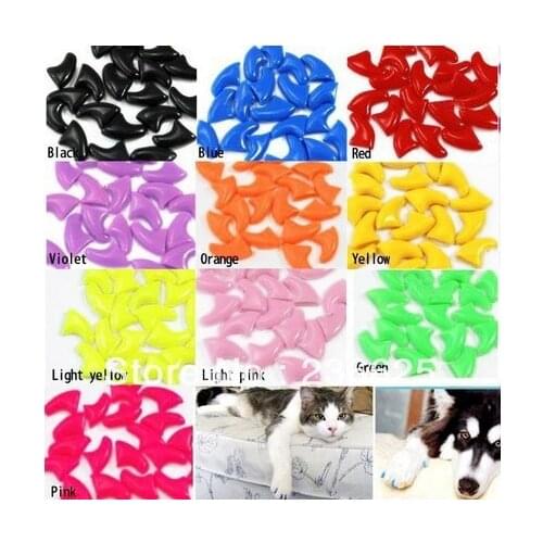 Free Shipping 20 pcs/lot Pet Dog Finger Grooming Floor Protect Pet Dog Nail Caps Claw Control Soft Paw Caps S ,M,L,XL,XL,XXL
