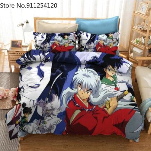 3D Anime Inuyasha Printed Bedding Set Duvet Covers Pillowcases Comforter Bedding Set Bedclothes Bed Linen