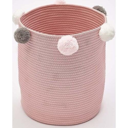 Cotton Rope Kids Toy Nursery Hamper Home Accessories Dirty Clothes Laundry Storage Basket with Handle Ball Organizer