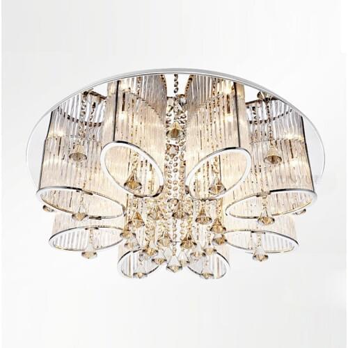 Round Modern Noble Crystal Living Room Ceiling Light Luxury Living Room parlour Tawny Crystal Ceiling Light Fixtures