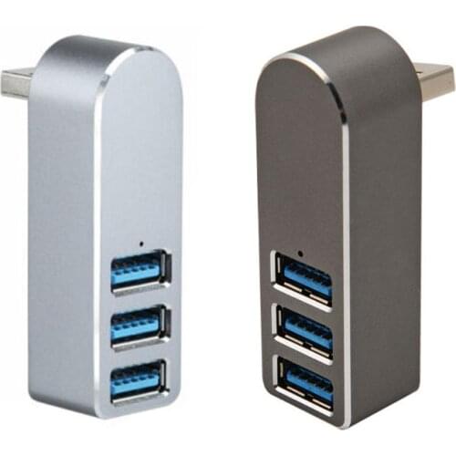 Aluminum Alloy Mini 3 Port USB 3.0 Hub Rotary USB Splitter Adapter for PC Laptop
