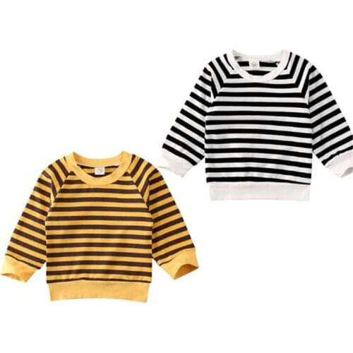 Fashion Infant Baby Boy Girls Striped Tops Tee Autumn Spring Winter Long-sleeved T-shirt Cotton Outfit Children T Shirt Clothes