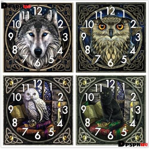 Full Drill Diamond Painting Kit Cross Stitch With Clock landscape Animal Eagle Mosaic 5D Diy Square Round 3d Embroidery Gift