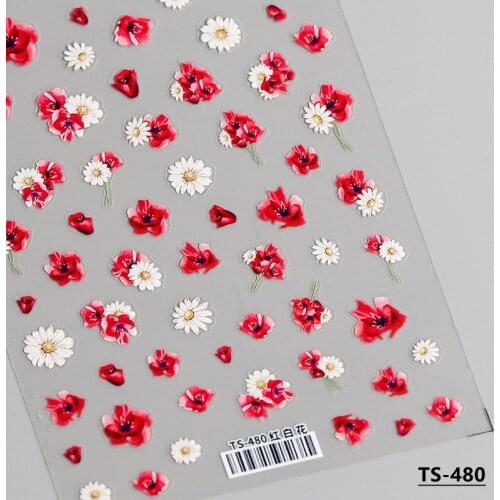 New process 5D Flower Series Nail Sticker plane relief professional nail sticker professional DIY Flower Series Nail Sticker