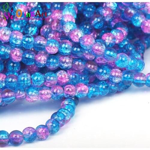 OlingArt 6MM 100Pcs/lot Glass Bead Round Crack Beads Rose blue Crystal spacers earring Bracelet necklace DIY jewelry making