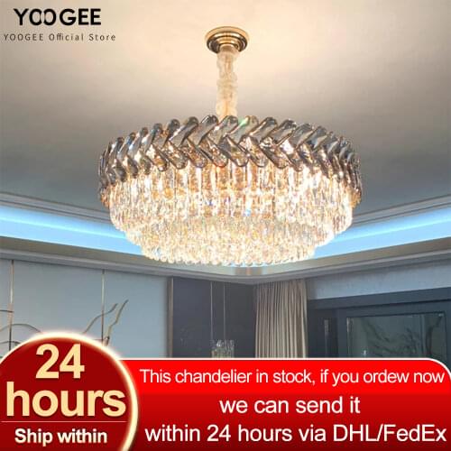 YOOGEE Crystal Modern Chandelier Kitchen LED Chandeliers Round Cristal Indoor Lighting restaurant Hang Lamp Home Decoration