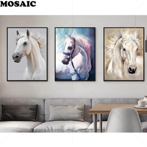 Triptych,5d Diamond Painting,white horse diamond Embroidery,Diamond,Mosaic Full Kit Sale Picture of Rhinestones,Handicraft Craft