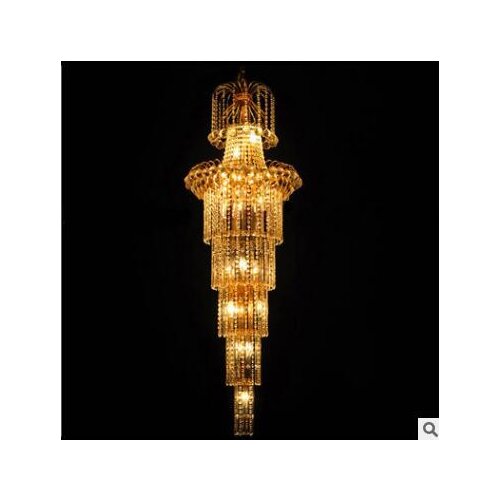 Villa duplex crystal stair light Living room long chandelier Modern minimalist high-grade engineering custom lighting