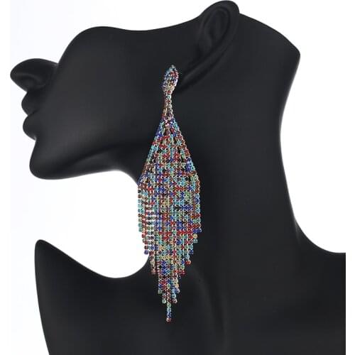 YFJEWE Crystal Diamante Rhinestone Long Tassel Earrings Drop Dangle Big Earrings Women Ladies Wedding Bridal Earrings E648