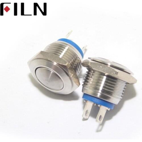 16mm Stainless stee Metal Push Buttonl ball head 1NO short length no light momentary 2 solder pins
