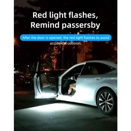 2pcs Car Open Door Warning Strip LED Light 120cm Car Universal Decorative Light Belt Car Door Atmosphere Lamp 12V Red White