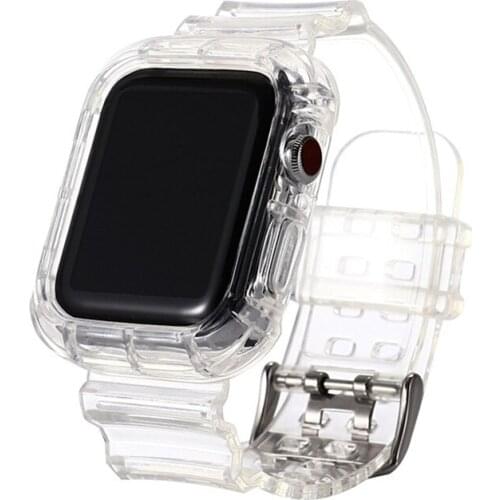 2 In 1 Watch Band With Protective Soft Watch Case TPU Transparent Watch Accessories Kit Watch Strap Case For Apple Watch