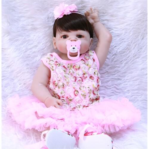 22" 55cm full silicone reborn dolls newborn princess toddler for children bathe menina play house modeling play house dolls