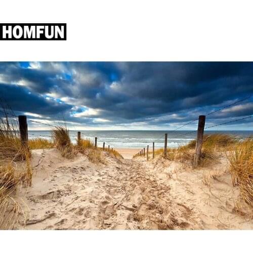 HOMFUN Full Square/Round Drill 5D DIY Diamond Painting "Seaside beach" Embroidery Cross Stitch 5D Home Decor Gift