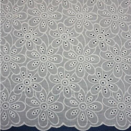 White Flower Hollow Out Lace Cloth Embroidered Womens Summer Cotton Cloth Hollow Lace Fabric