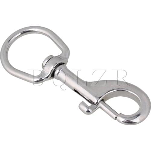 BQLZR 115mm 304 Stainless Steel Swivel-Eye Bolt Snap Hook Round Swivel Silver