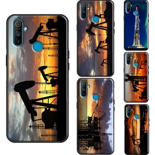 Drilling Oilfield At Sunset For Realme 8 Pro Q3 6 7 Pro C3 C11 C21 GT Neo Phone Case For OnePlus 9 Pro 7 8 7T 8T Nord