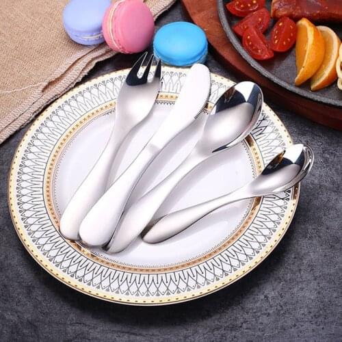Stainless Steel Childrens Cutlery Anti-Injury Western Dinnerware Four Types Cute Baby Bowl+Spoon+Fork Feeding Food Tableware