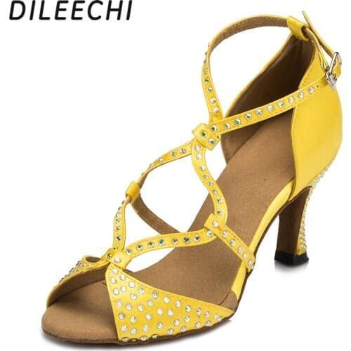 DILEECHI Golden diamond womens Latin belly dance shoes dance shoes customize