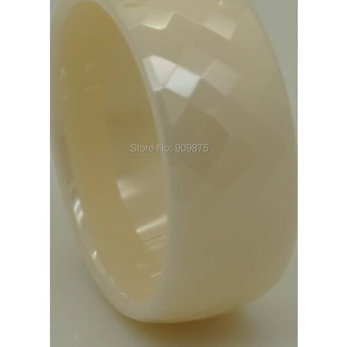 Rare pearl ivory color 8mm classic multi facett hi-tech scratch proof ceramic ring
