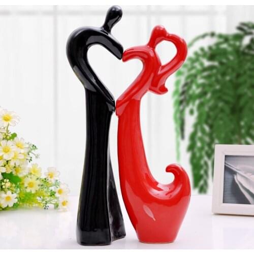 Ceramic Heart Lovers Home Decor Crafts Room Decoration Ceramic Handicraft Ornament Porcelain Figurines Wedding Decorations