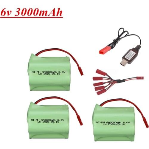 6V 3000mAh Ni-MH Battery Charger Set For RC Cars Robots Tanks Gun Boats AA 2400mah 6v NiMH upgrade Battery Pack 1pcs to 5pcs
