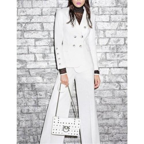 White Double Breasted Business Pant Suits for Women Plus Size Custom Made Ladies Pantsuit Blazer+Pants for Work Wedding Party