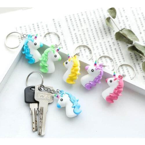 Cute Cartoon 3D Anime Soft Silicone Unicorn Keychain Women Men Kids Bag Charm Key Chain Key Ring Pendant Key Holder