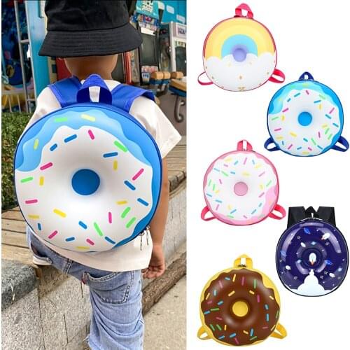 Cute Rainbow Kids Backpack Donut School Bag Kindergarten Casual Bookbag for Children Grils Boys Gifts