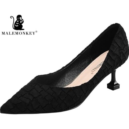 Male Monkey 2019 Fashion Delicate Sweet Bowknot High Heel Shoes Side Pointed Women Pumps Pointed Toe thin Dress Shoes