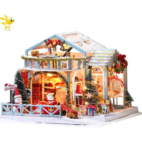 DIY KIT DollHouse Wooden Doll Houses Miniature Dollhouse Furniture Kit Toys For Children New Year Christmas Gift Casa K58