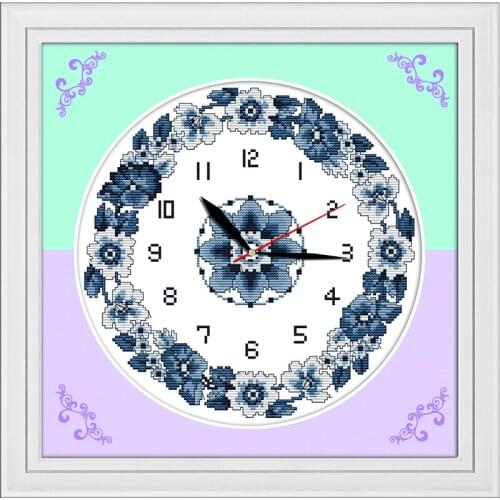 Orchid cross stitch kit 14ct 11ct count print canvas wall clock stitching embroidery DIY handmade needlework