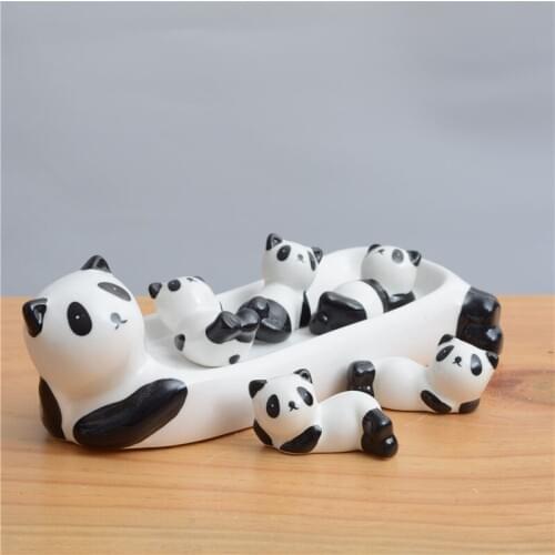 Lovely Panda Chopstick Rest Set Japanese Ceramic Chopstick Holder Tableware Cartoon Sushi Cutlery Rack Home-use Table Decoration