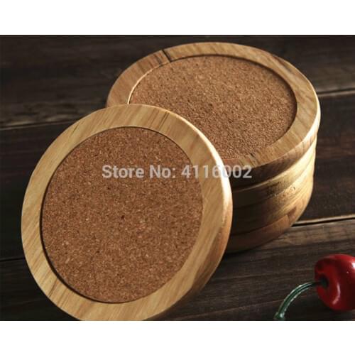 Natural Round Wood Coffee Cup Mat Heat Resistant Cork Coaster Mat Tea Drink Wine Pad Table Decor
