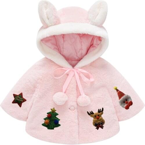 Autumn Winter Sweet Cute Girls Wool Toddler Coat Rabbit Ears Sweater Cloak Shawl Coat New Imitation Fur Jacket Children Clothes