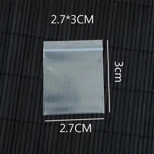 Plastic Packing Bags 100pcs/lot 2.7x3cm Clear Resealable Plastic Bag PE Zip Lock Pouches Thickness: 0.2mm