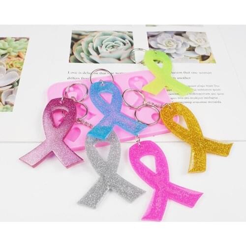 Handmade AIDS Cancer Awareness Bow Keychains Resin Mold Silicone Red Ribbon Bow Epoxy Resin Mold Jewelry Making Tools