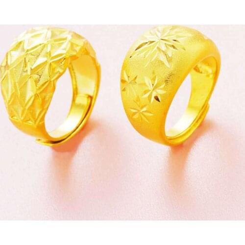 Wide Babysbreath Men Ring 24K Gold Plated Brass Rings for Men Birthday Anniversary Engagement Wedding Rings Fashion Jewelry Gift