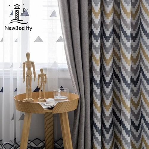 Printing Curtains for Living Dining Room Bedroom Nordic Style Stitching Shading Finished Product Customization