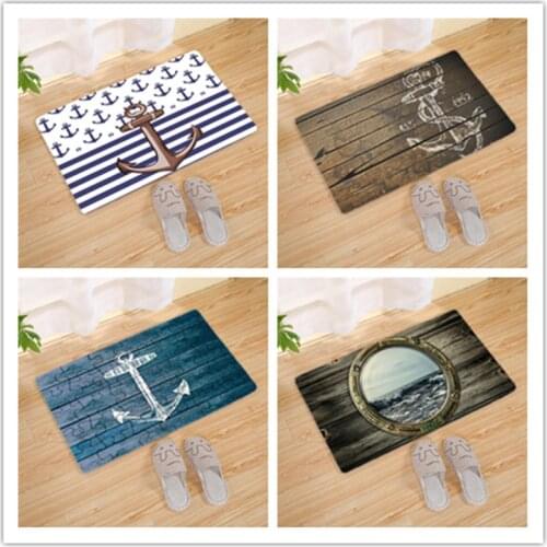 Nordic Outdoor Door Mat 3D Anchor Bathroom Mats Indoor Entrance Mat Flannel Anti-slip Kitchen Carpet Rug