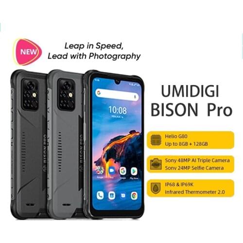 UMIDIGI BISON Pro Global Version Mobile Phone 128GB IP68/IP69K 6.3"FHD+ Screen 48MP Camera NFC Smartphone Helio G80 5000mAh