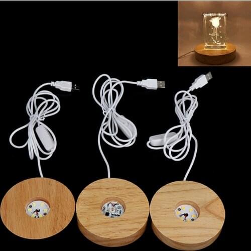 3 styles Wood Light Base Rechargeable Remote Control Wooden LED Light Rotating Display Stand Lamp Holder Lamp Base Art Ornament