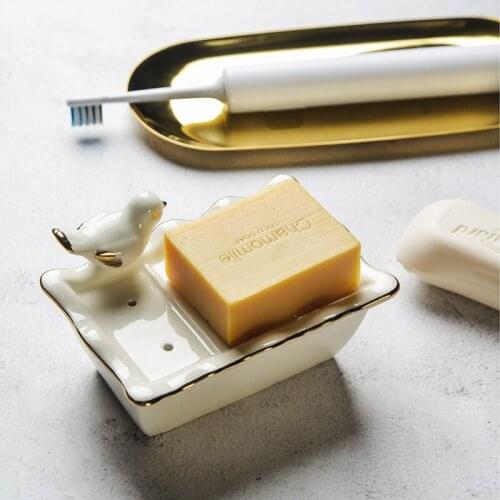NEWYEARNEW 1piece Ceramic Soap Box Tray Holder Plate Love Bird Mediterranean Style Dish Ornaments Home Furnishing Decoration