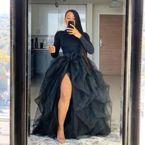 Plus Size Tulle Skirts For Women Party Wear Custom Made High Split Slit Birthday Skirt For Photo Shoot Only Sell Skirt