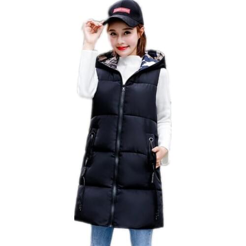 Fashion Streetwear Autumn Winter Womens Vest 2019 Two Side To Wear Down Cotton Waistcoat Hooded Winter Vest Female Warm Q820