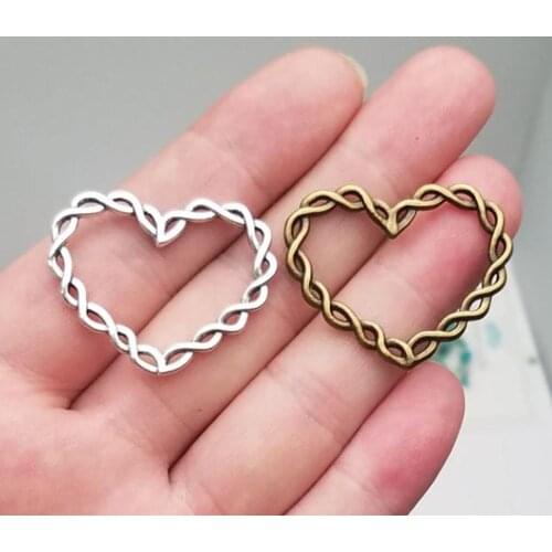 15pcs/lot--33mm, Antique bronze/silver plated Heart charms ,DIY supplies, Jewelry accessories