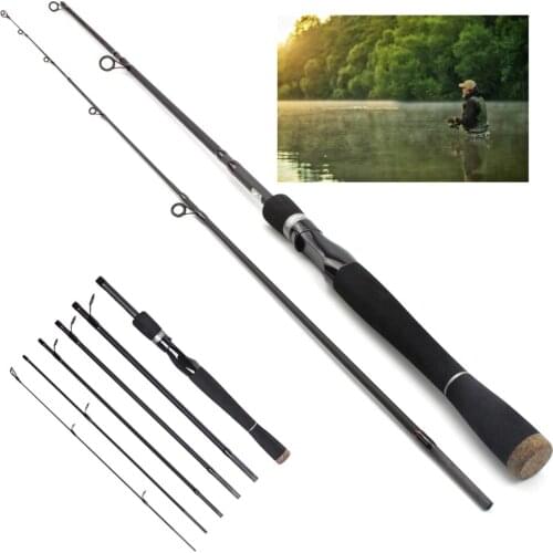 2.1M 2.4M 2.7M Fishing Rod Ultralight Weight 6 Section Fishing Rod Carbon Rod Spinning Travel Rod Trout Fishing Tackle pesca