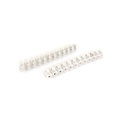 2 Pcs 60A 12 Way Double Row Covered Barrier Screw Terminal Blocks Strips