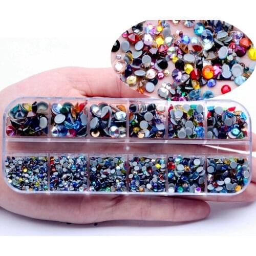 2000pcs Boxed Mixed ss3-ss30 Sizes Set Multicolor Hotfix Flatback Rhinestones Strass Beads For Nail Art Fabric Garments Supplies