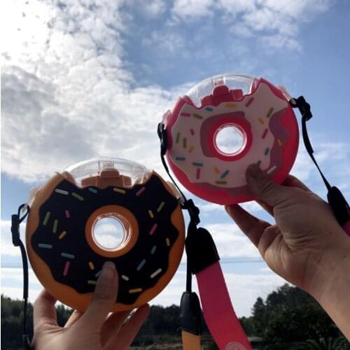 380ml Cartoon Portable Baby Feeding Water Drink Straw Water Bottle Sippy Cup Learning Drinking Tritan Bebe Donuts Cup